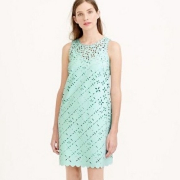 J.Crew LASER-CUT FLORAL SHIFT DRESS - Picture 3 of 7